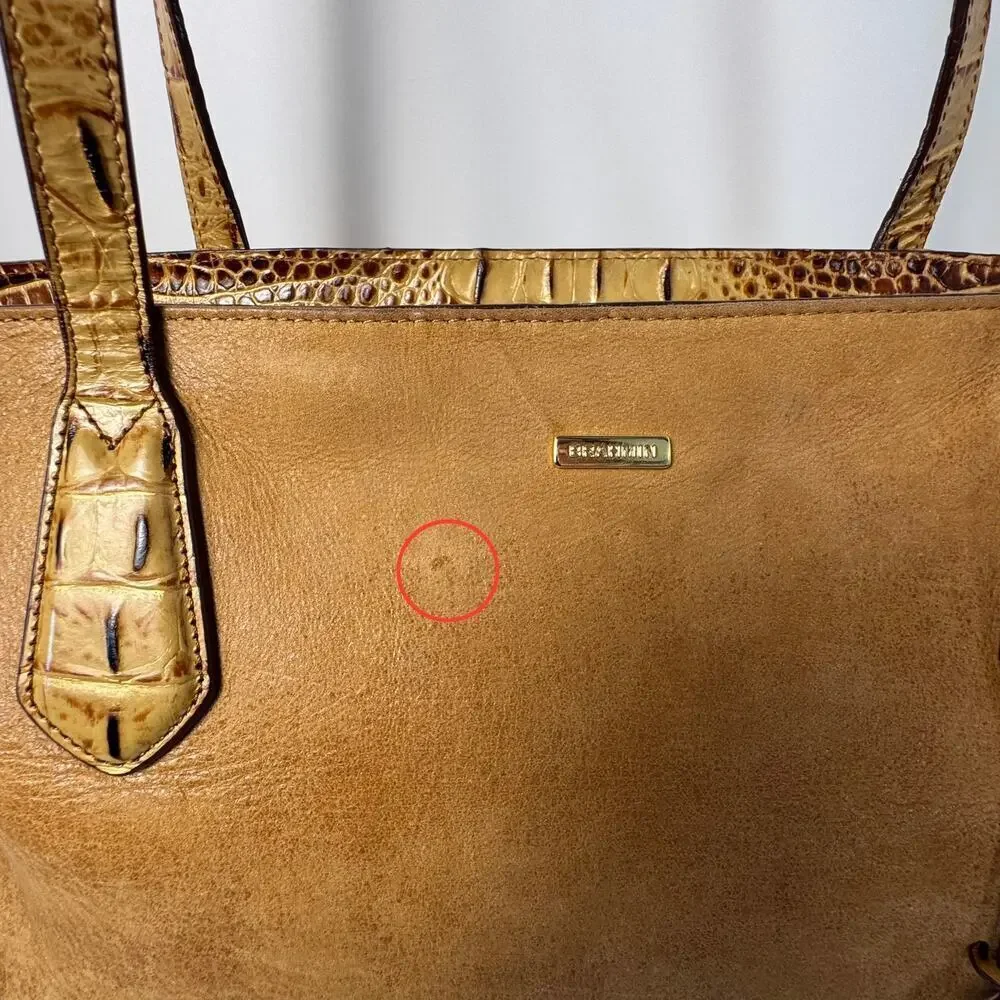 Brahmin Misha Toasted Rochelle Tote Caramel Nubuck Crock Embossed Leather - Picture 11 of 12